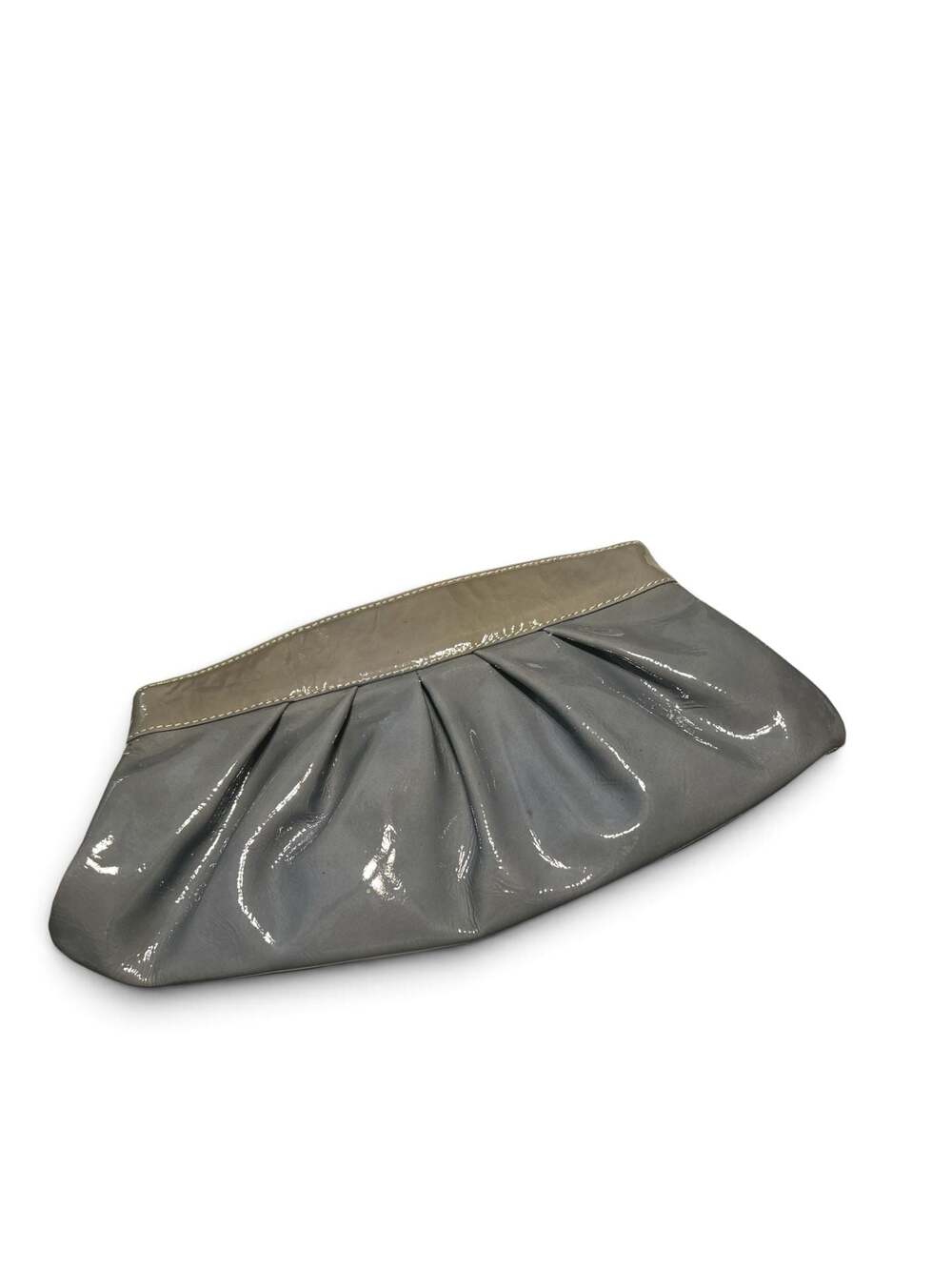 Fossil SL9925 Gray Patent Leather Ruched Evening Clutch Handbag